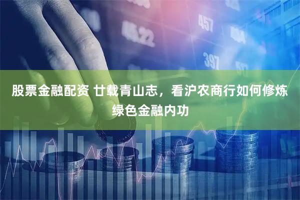 股票金融配资 廿载青山志，看沪农商行如何修炼绿色金融内功